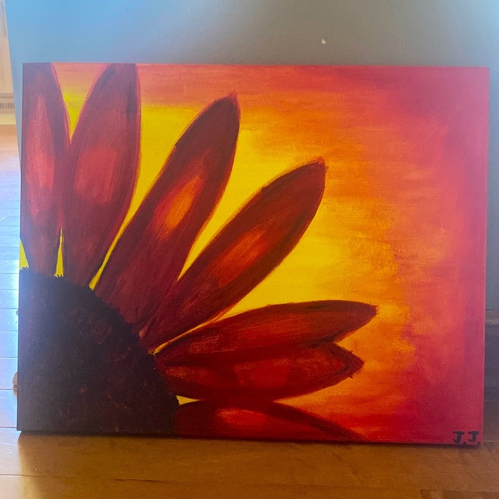 Hand Painted Flower Canvas